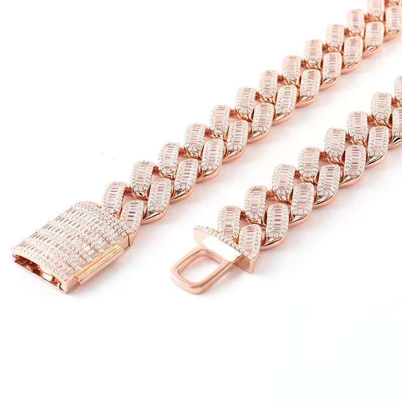 Plated Hip-hop Necklace Design Cuban Chain Silver Luxury with Gold Hiphop Hip Hop Miami Cuban Link Chain Mens 14k 18k Gold