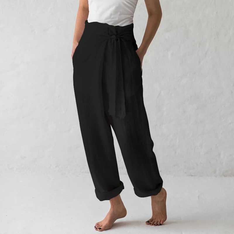 Womens spring summer cotton linen lace womens wide leg pants retro Ele literature harem mens Y2k pantsXJ250403