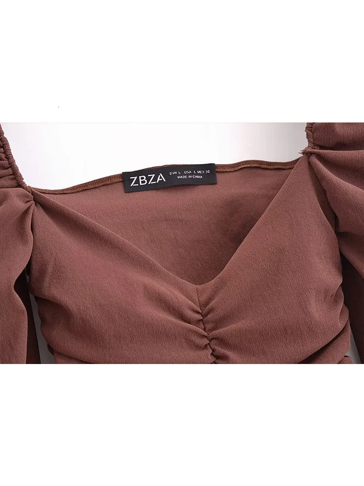 TFMLN Fashion Womens Solid Fold Mini Dress Elegant Square Collar Long Sleeve Folding Party Unique and Exquisite 250409