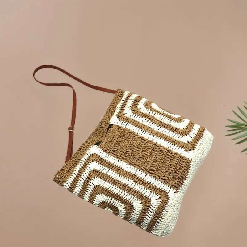 Women's Large Capacity Paper Rope Woven Beach Female Bohemian Shoulder Bag 2024 Designcasual Bali Shopper Tote Ethnic Style