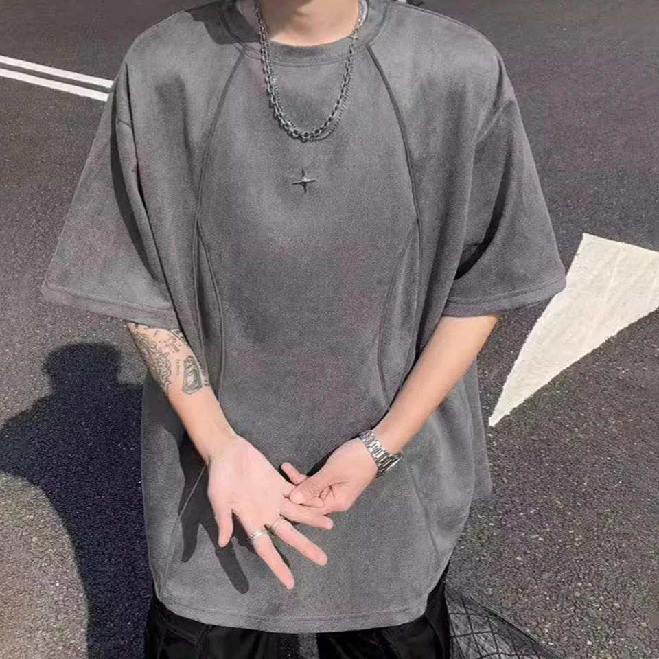 Mens and womens T-shirts with reflective strips for both men and women featuring rivet stars regular short sleeves lightweight and stretchy fashion 25