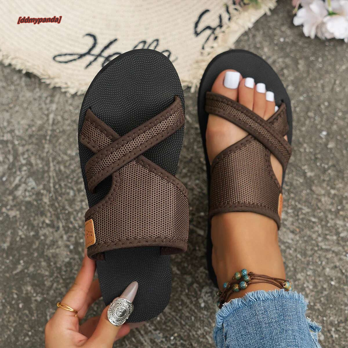 For Women Shoes Woman 2024 Trend Flat Fashionable Outdoor Beach Thong Sandals Running Flip ps Pantuflas ddmypanda