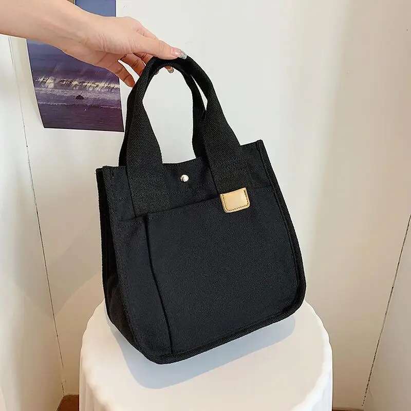 Black Canvas Totes Shoulder For Women Simple Messenger Women's Handbag 2022 New Solid Large Capacity Female Shopper Bag