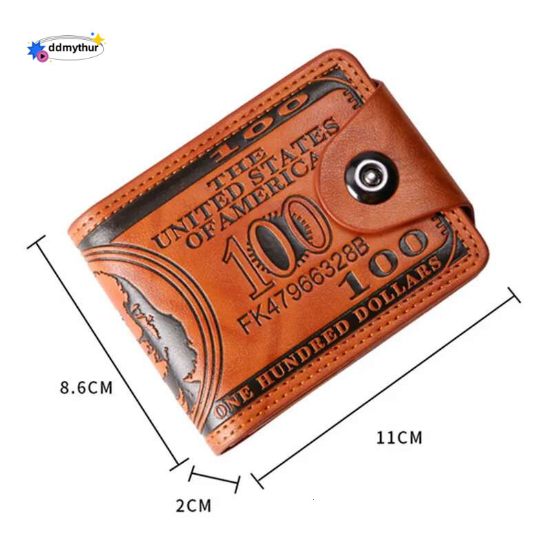 Men's Wallets With 100 US Pattern Male Leather Photo Card Holder Fashion Large Capacity Wallet Purse Bag ddmythur