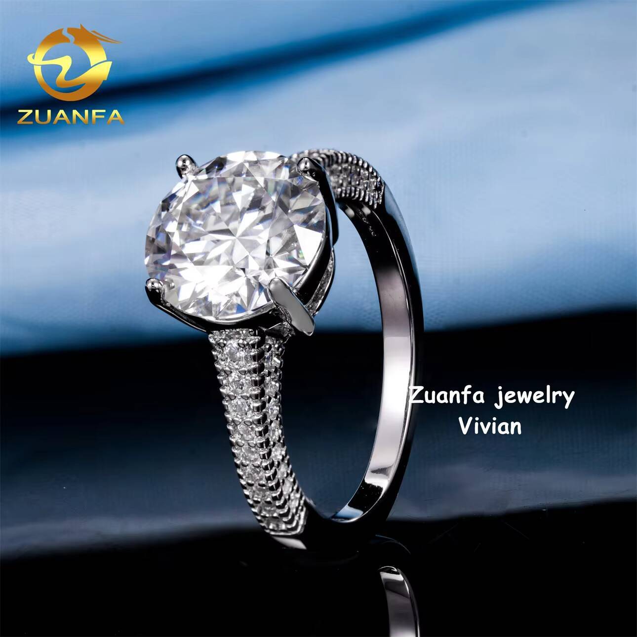 VVS Moissanite Diamond Luxury Iced Out Sterling Silver 925 GRA Certificated Pass Diamond Tester Women Wedding Rings