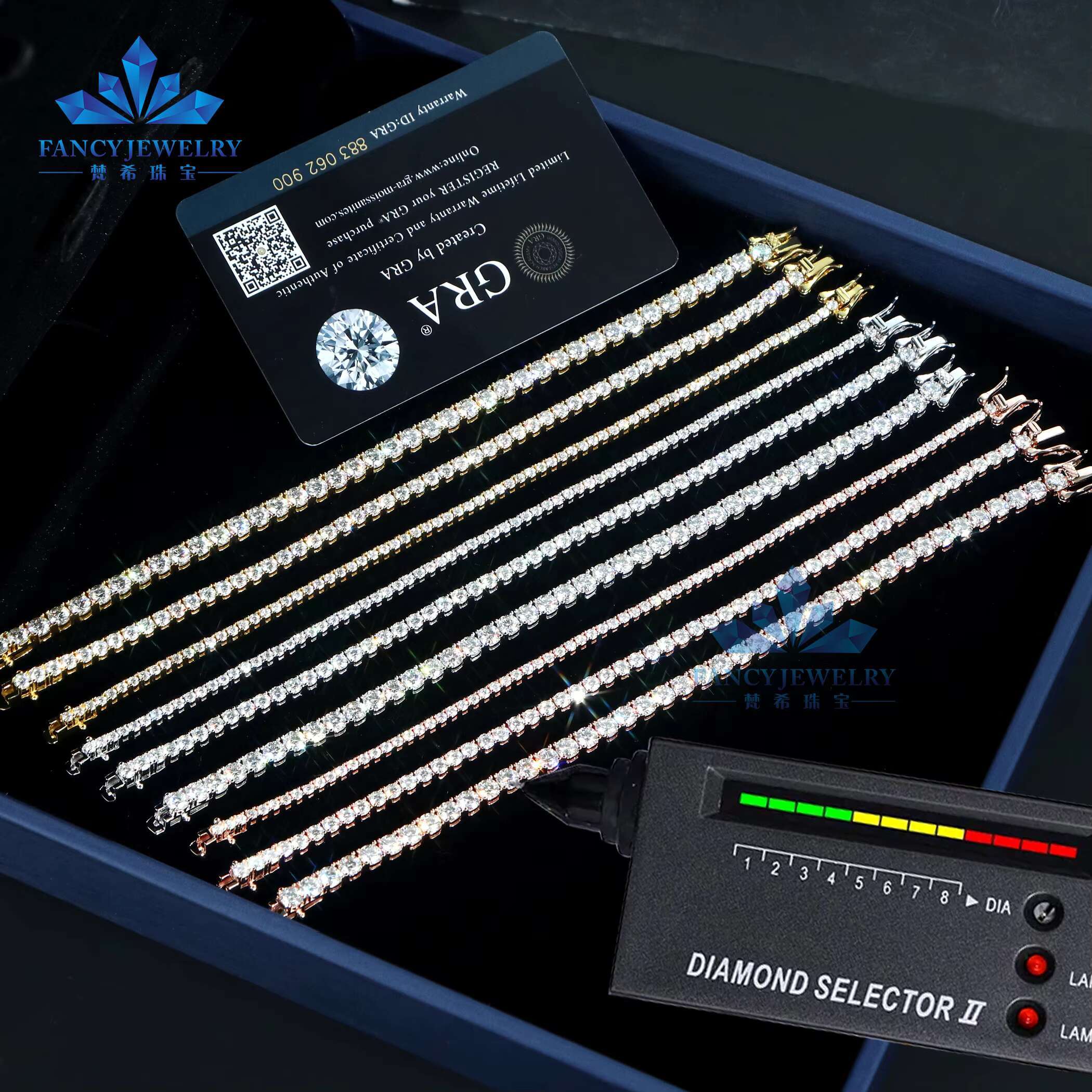 Fancy Fine Jewelry Hip Hop 925 Sterling Silver VVS Moissanite Diamond Cluster Iced Out Tennis Chain Bracelet Necklace for Men