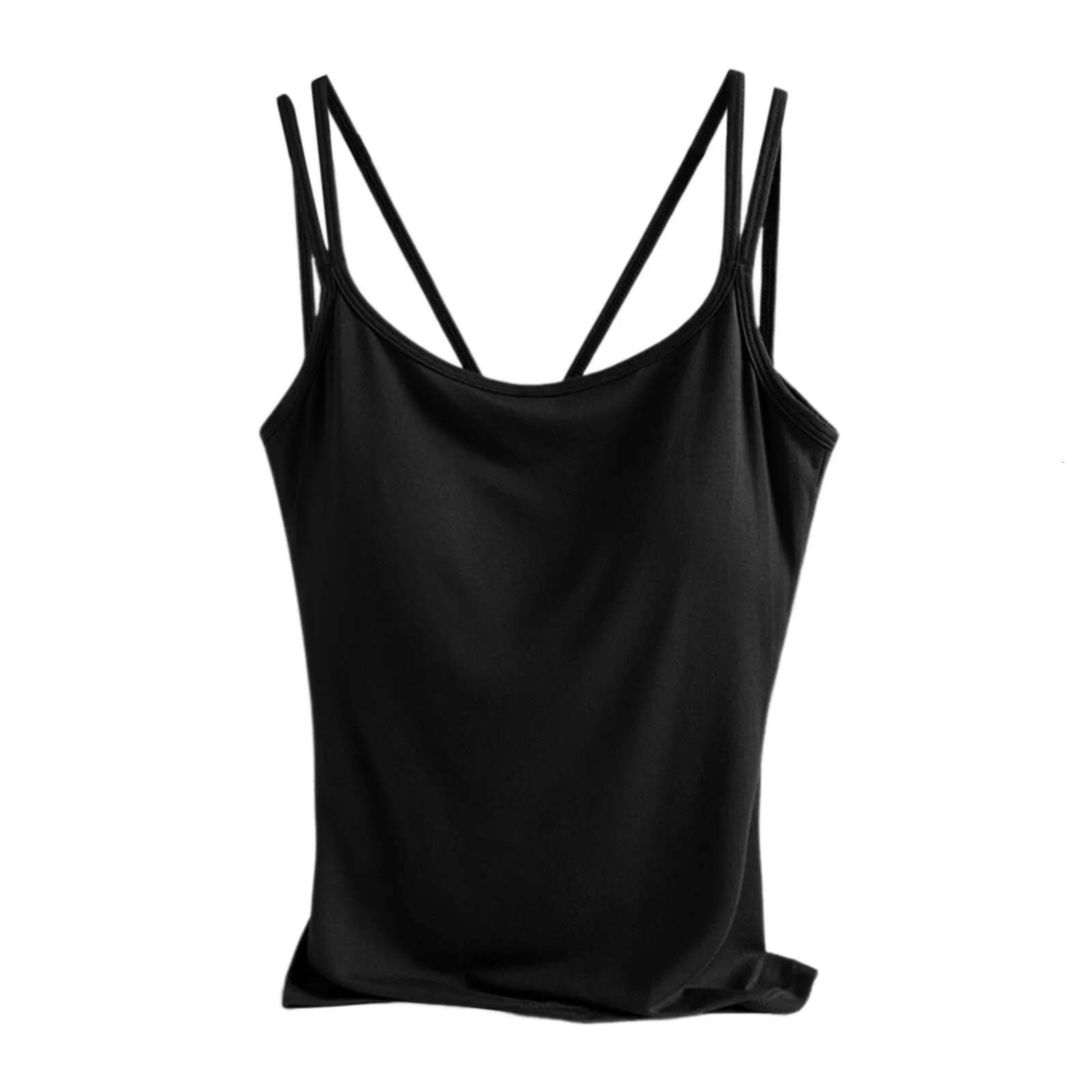 Dongdumaoyi New Padded Tank Women Modal Spaghetti Solid Cami Top Vest Female Camisole With Built In Bra Fiess Clothing Women S Tight Underwear