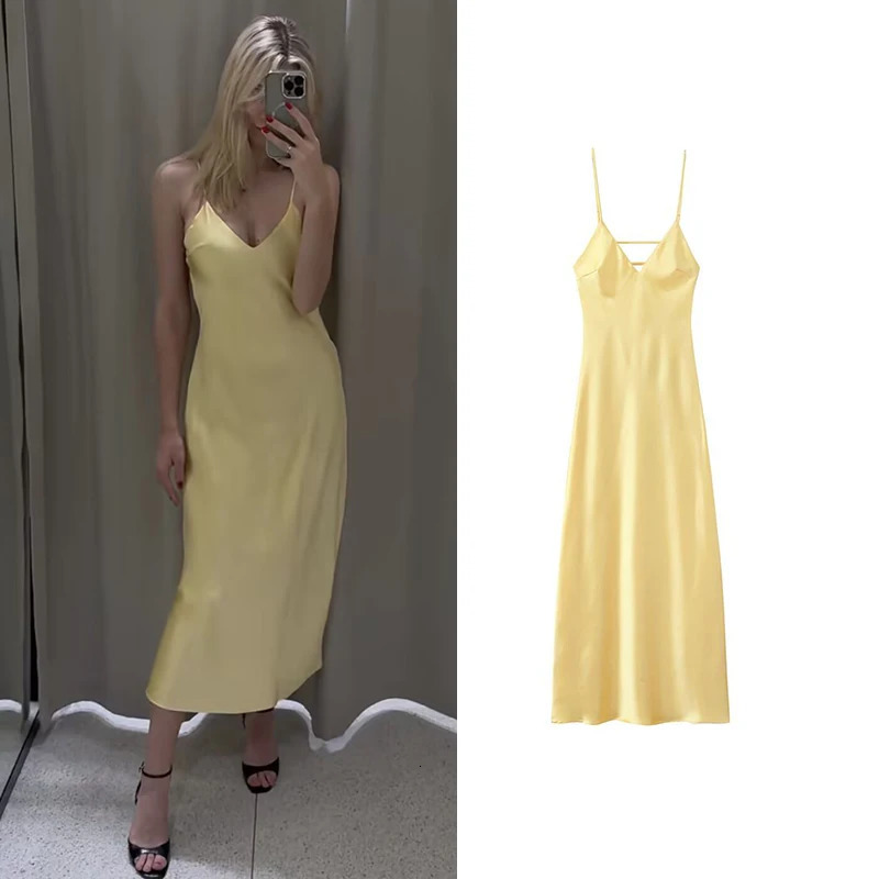 Womens Summer Street Fashion Ultra Thin Vneck Strap Holiday Party Long Dress Youth Elegant 250409