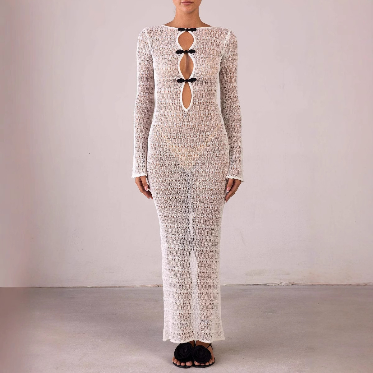 2025 hollow slit long skirt beach cover shirt Bohemian dress long floor length backless fish tail evening gown