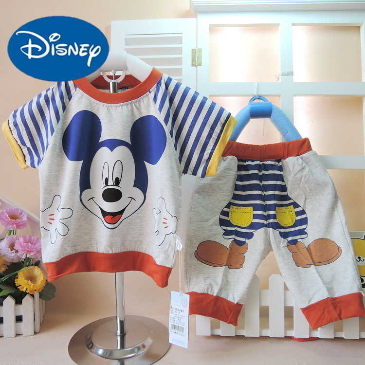 Disney New Bean Dragon Wood Pulp Fiber Short Sleeve Set Mickey Sports T-shirt 2-piece Set 6214 Summer EditionXJ250409