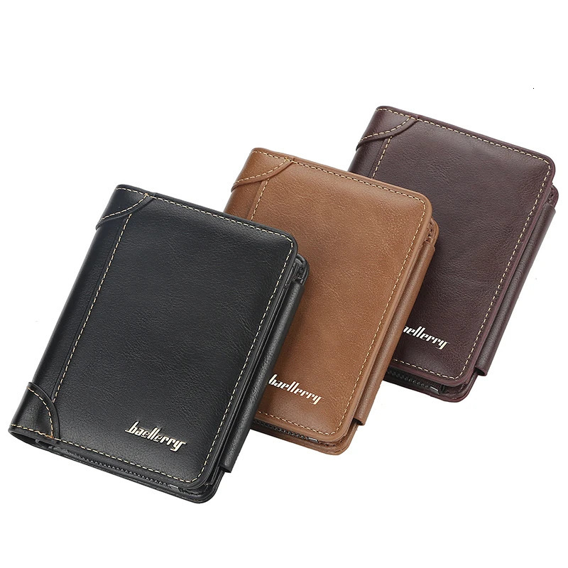 leather mens wallet highquality zipper short n card clip retro coin 250408