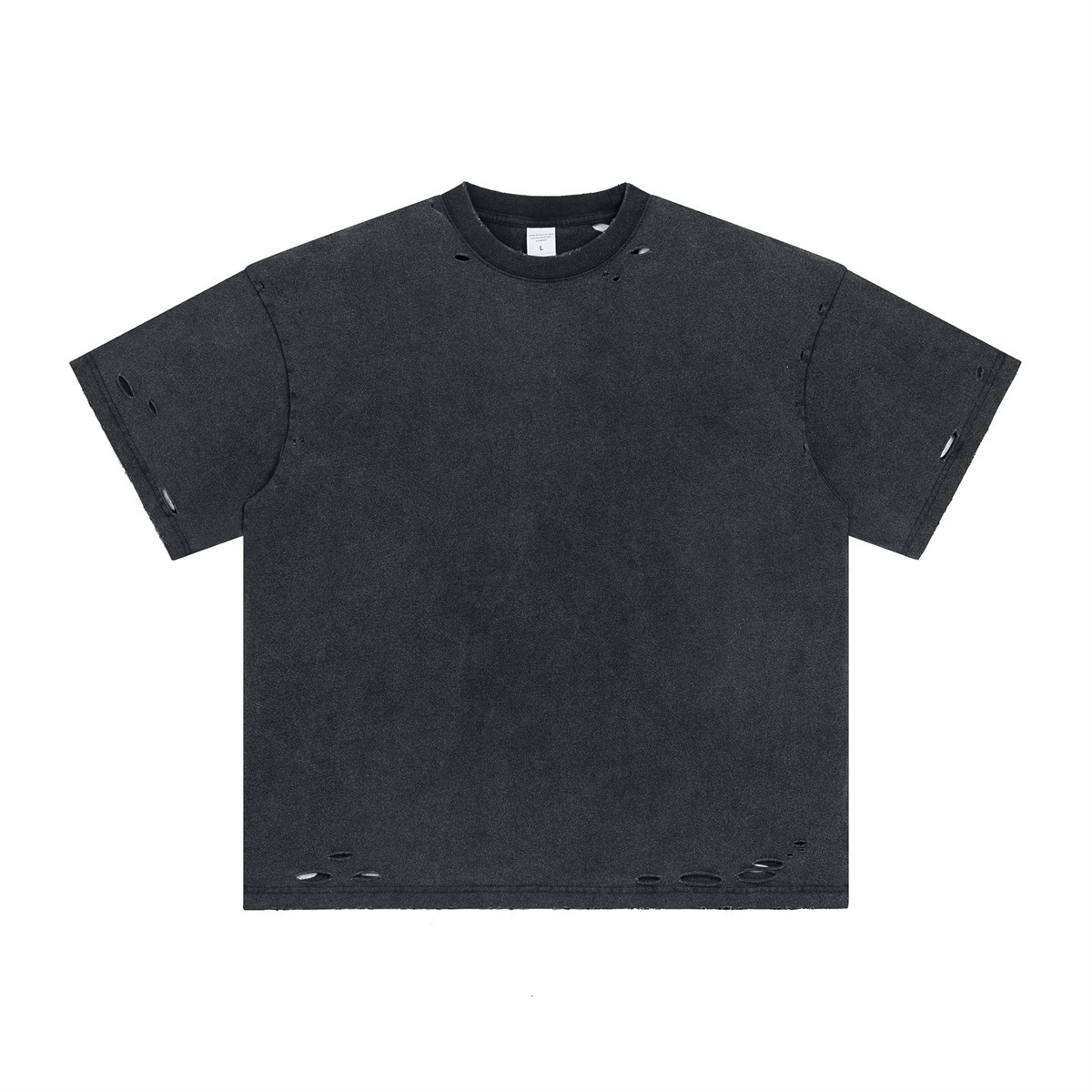 2025 Summer New Product Washing Destruction Direct Spray Printed Short Sleeve Street Dark Leisure Loose T-shirt Men