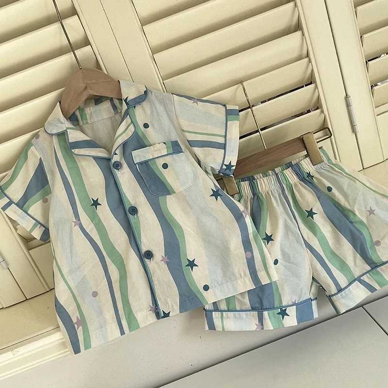 Childrens Pajamas Brothers and sisters Summer Family Clothing Boys Shirts Pajamas 2PCS Girls Pendant Dress Night City S2548