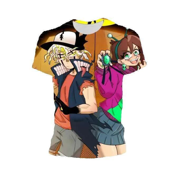 3D printed anime manga Dandadan and women's round neck short sleeved T-shirt fashion Haruku children's top oversized men's clothing