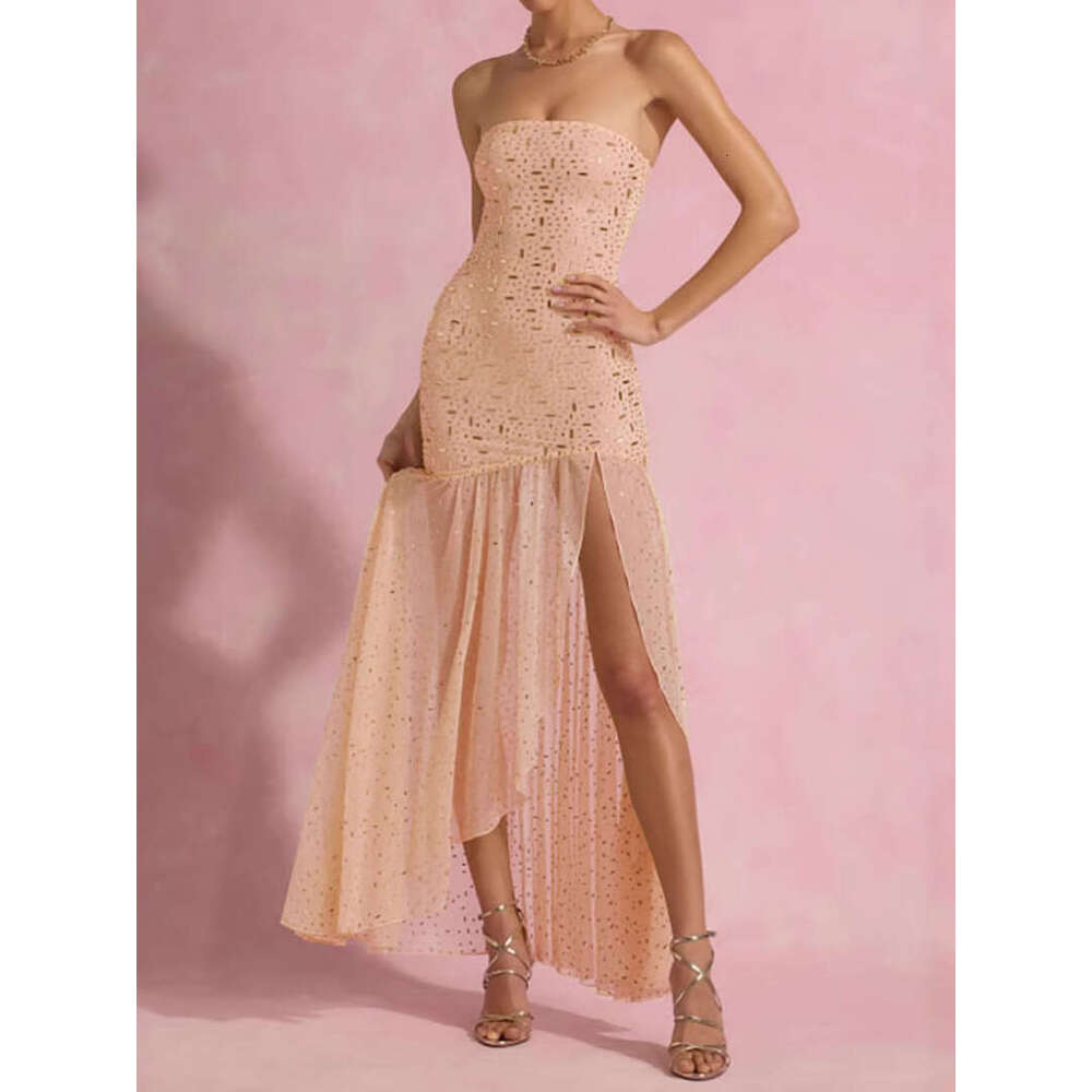 Fashion Women's Sexy Hot Girl Rhinestone Ruffle Elegant Party Gown Long Night club dress for SEXY DRESSES FOR WOMEN