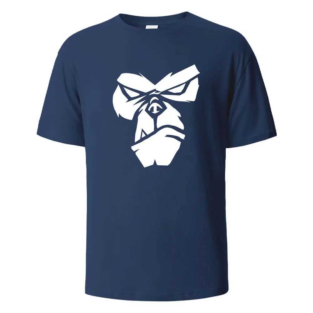 Gorilla Face Funny Print Mens Summer T-shirt 100% cotton O-neck oversized casual short sleeved streetwear basic topXJ250409