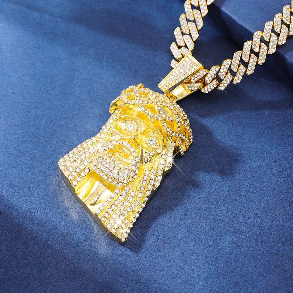 1pc Jesus Pendant Necklace With Cuban Chain hip hop chain Ideal Gift For Men And Women
