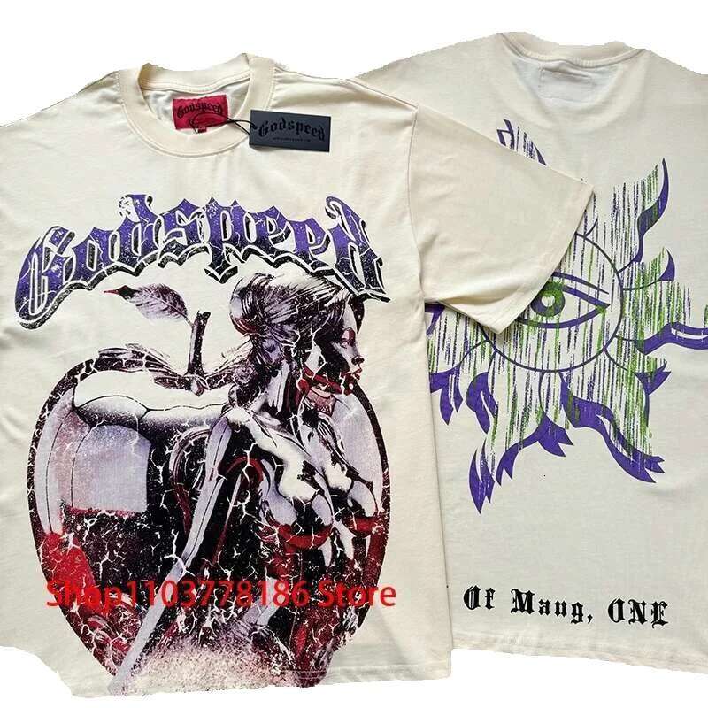 2025 American Fashion God SSE T-shirt for couples, Haruku style printed summer Godspeed short sleeved top