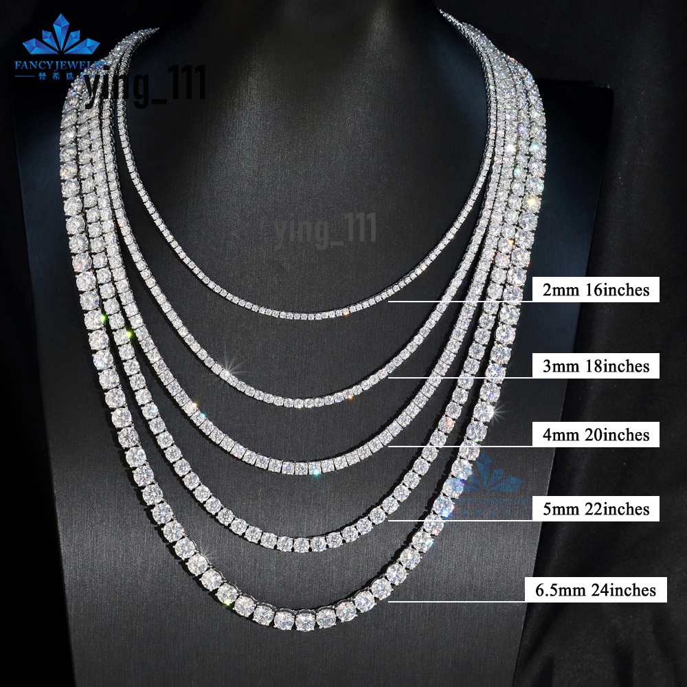 Fancy Fine Jewelry Hip Hop 925 Sterling Silver VVS Moissanite Diamond Cluster Iced Out Tennis Chain Bracelet Necklace for Men