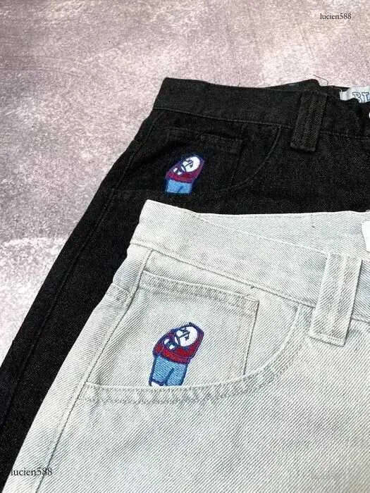Vintage Baggy High Quality Cartoon Big Boy Embroidery Shorts for Men Y2k Hip Hop Denim Shorts Harajuku Fashion Streetwear Jorts W250116