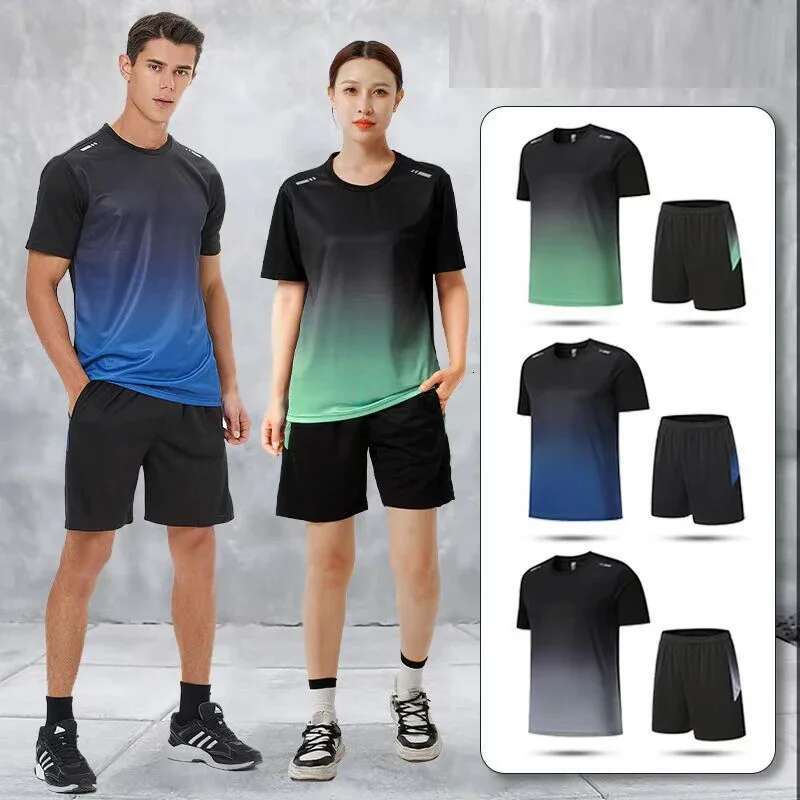 Men Tracksuit Quick Dry Sport Running Jogging Sweatsuit Set 2 Pieces Fiess Training Football Suit Man Gym Clothing