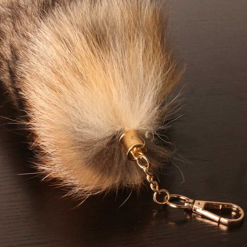 40cm wolf tail fur keychain womens fur Pom keychain ring charming car keychain holder package accessoriesXJ250409