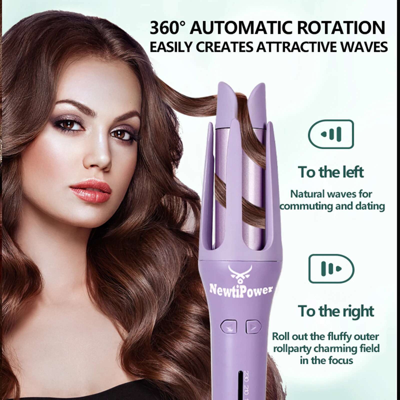 Tinsol 2 In 1 Automatic Curler 32Mm Auto Rotating Ceramic Roller Professional Iron Curg Wand Hair Waver