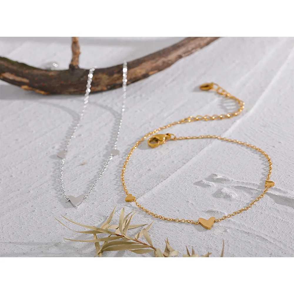 Yhpup Rust Proof Stainless Steel Heart Chain Anklet Gold Silver Color 18K PVD Plated Summer Fashion Jewelry for Women Z250408