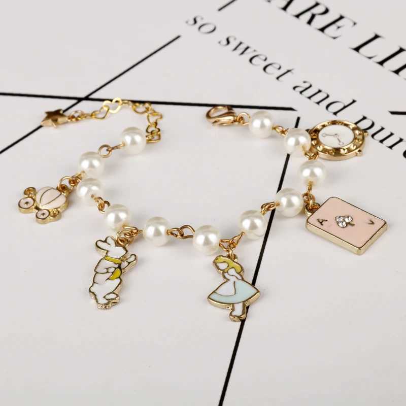 MQCHUN Al In Wonderland Wen Charm Crystal Pendants Bracelets Bangle a Bracelet Wristband Pearls Link Chain Bangles -25C250408