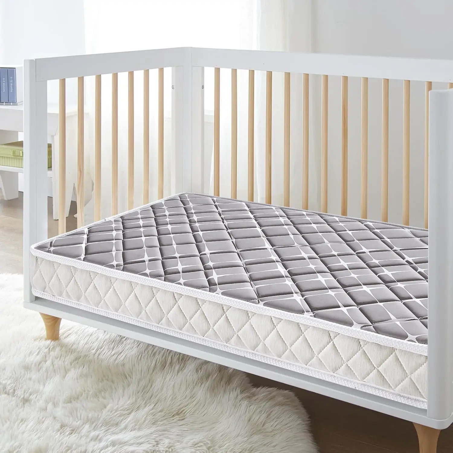 High quality double-sided baby mattress and toddler pad -52 inches x 27.6 inches x 5 inches - breathable - sturdy and soft 250409