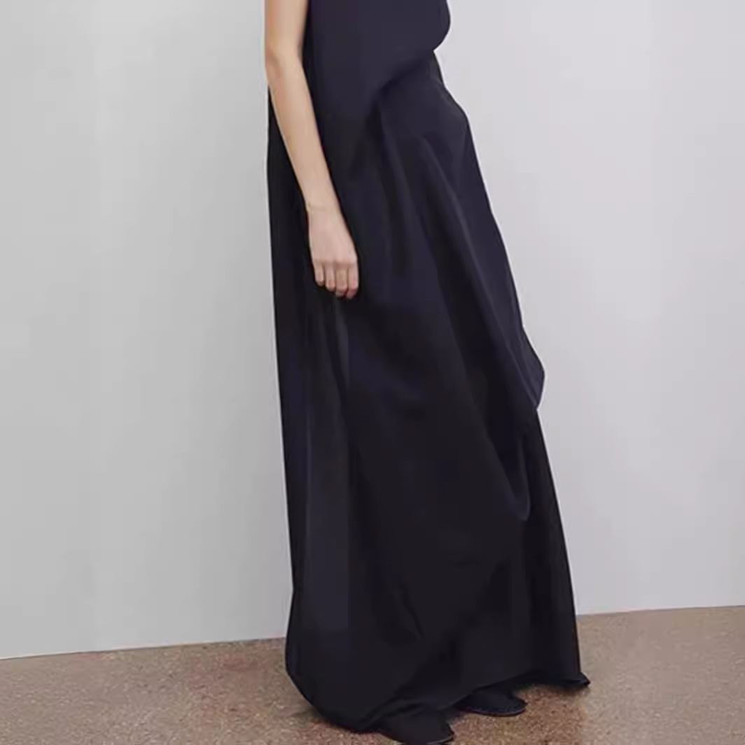 X4140 High Quality Sleeveless Dress Women 2025 Spring and Summer New Minimalist Style Long Dress A-Line Skirt