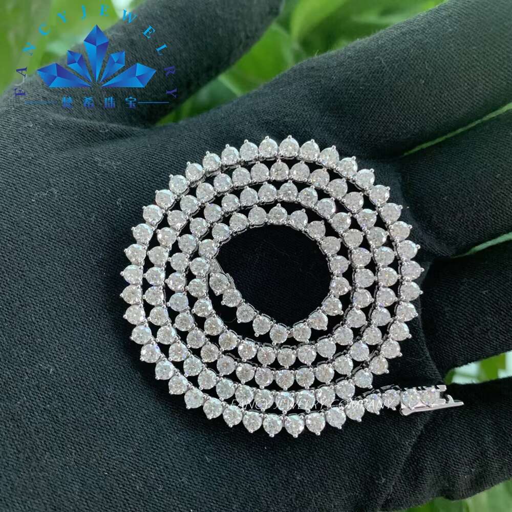 High Quality Graduated 4/5/6.5mm Mounting Bling 3 Claws Moissanite Diamond Tennis Chain for Women