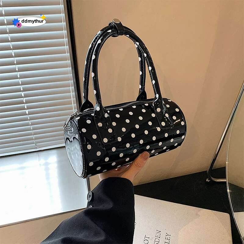 Women Fashionable Shoulder Bag, Adjustable Strap Dots Print Handbag Zipper Closure Crossbody Bag ddmythur