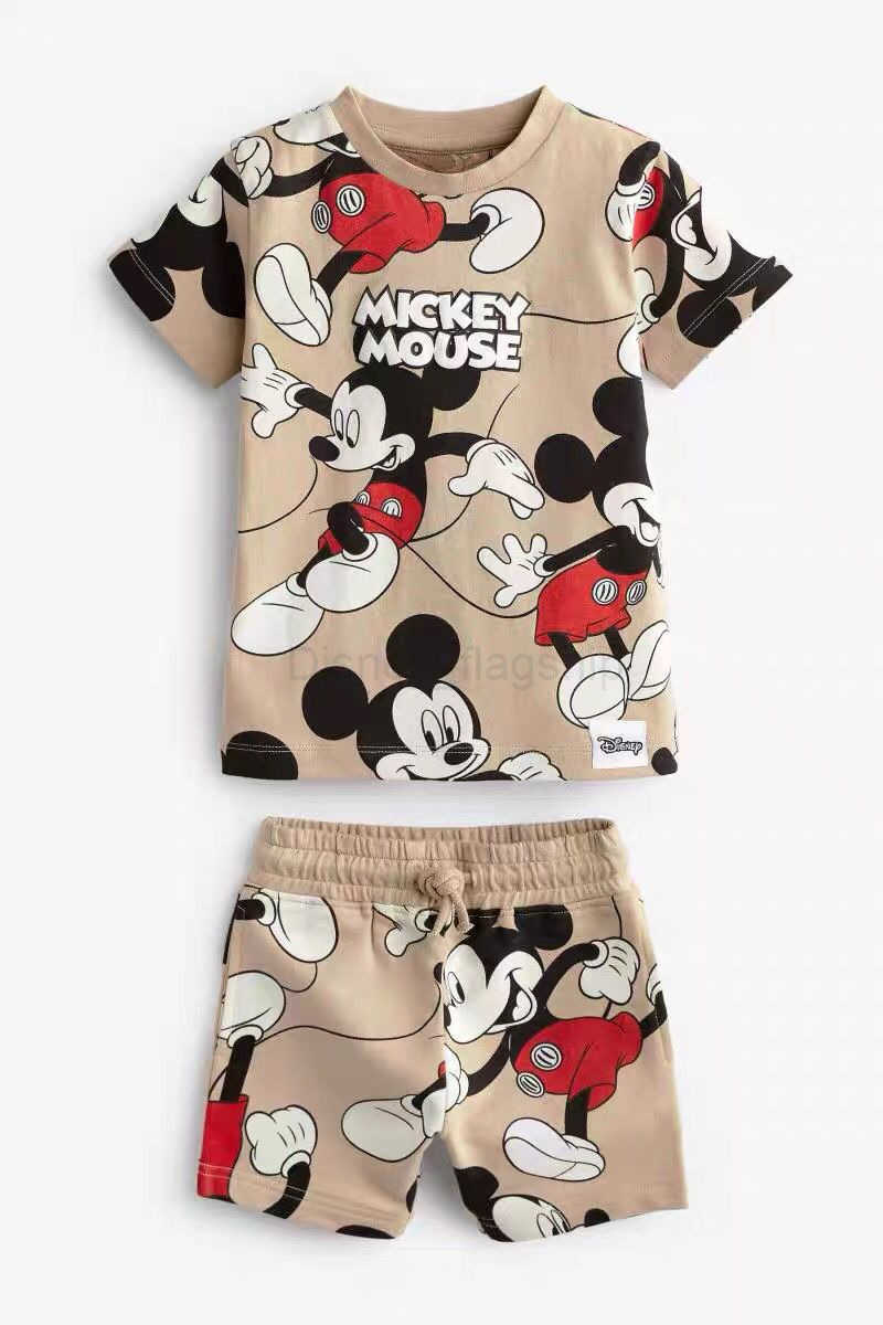 Disney 2025 Summer Edition Little Boys Full Print Short Sleeve Sweatshirt+Shorts SetXJ250409