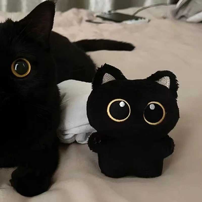 12cm Cute Black Cat Plush Toy Keychain Cartoon Kitten Soft Fill Doll Pendant Car Key Ring Backpack Decoration Childrens GiftXJ250409