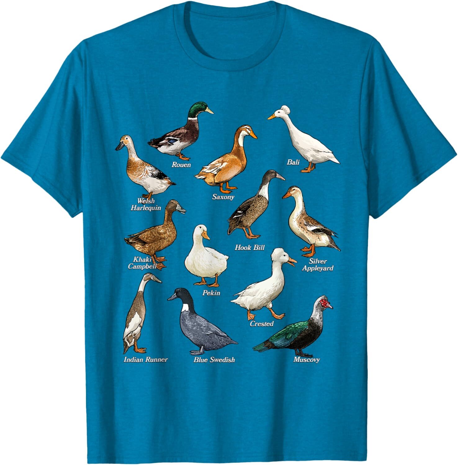 T shirt for Mens Types of Duck Waterfowl Animals of the World Duck Lover Graphic Tee Casual Tops Clothes Short sleeve cool