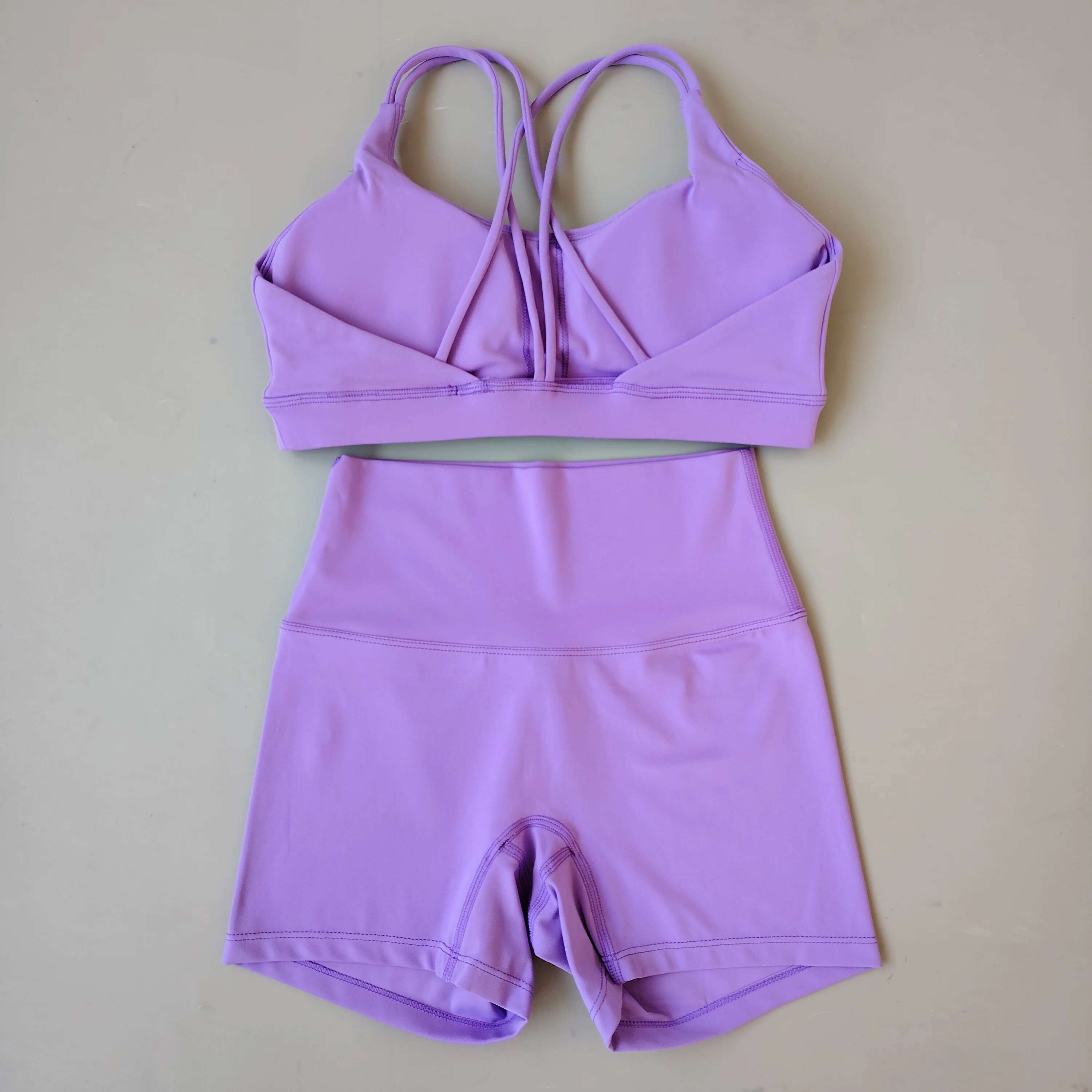 Women Gym Suit Yoga Clothes Shorts Leggings+ Bra 2-Piece Set Running Exercise Fiess Sportswear High Waist Cross Beautiful Back