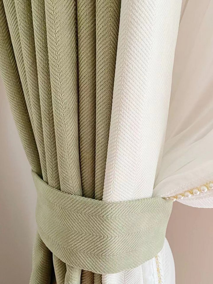 C352 Japanese style chenille herringbone curtain living room bedroom bay window balcony shading study net celebrity new finished product wholesale