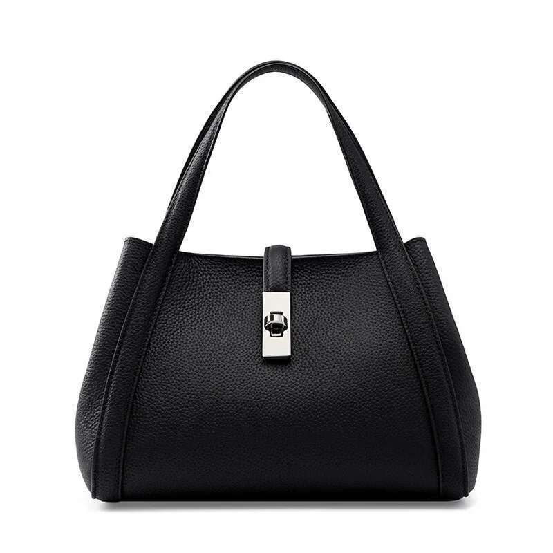 Women's Genuine Leather Handbags First Layer Cowhide Basket Bags Large Capacity Shoulder Crossbody Bag
