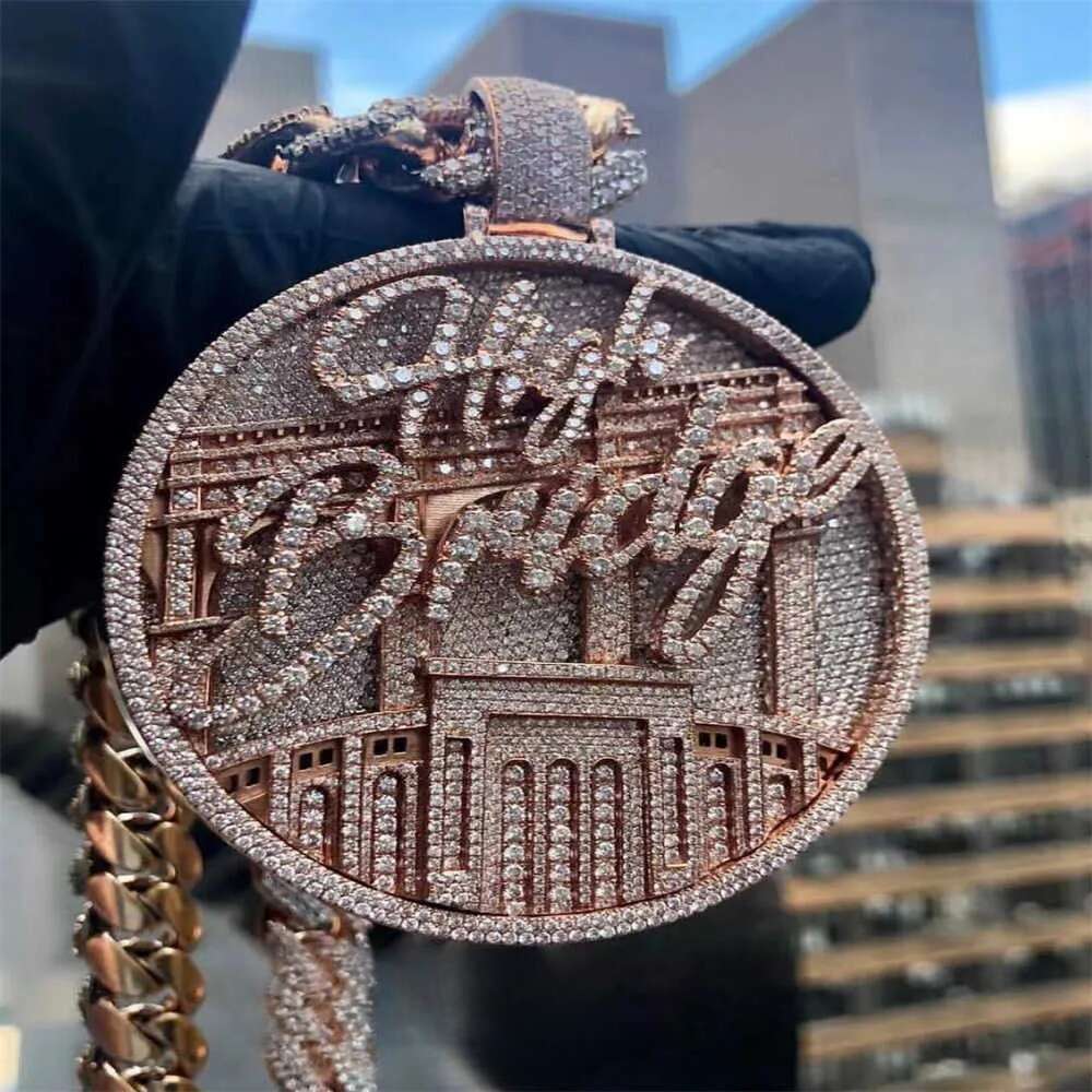 Custom Hip Hop Jewelry Rapper Letter Iced Out Baguette Initial Vvs Moissanite Pendant