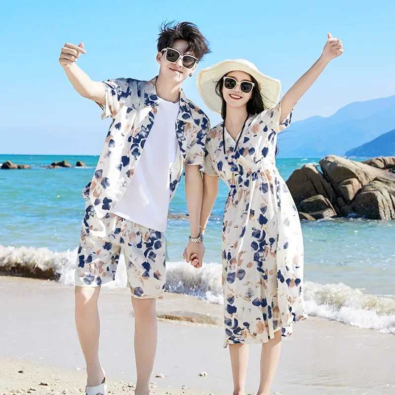 2024 Summer Holiday Family Vacation Appearance Clothing Father Son Shirt Two Piece Set Mom and Daughter Short Sleeve Dress S2548