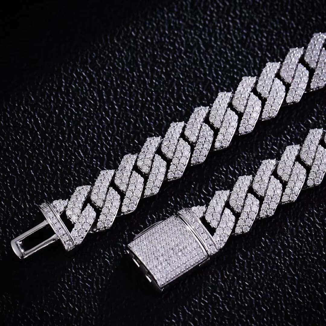 Pass Diamond Tester 925 Sterling Silver Iced Out 10MM Miami Hip Hop VVS Moissanite Diamond Cuban Link Chain