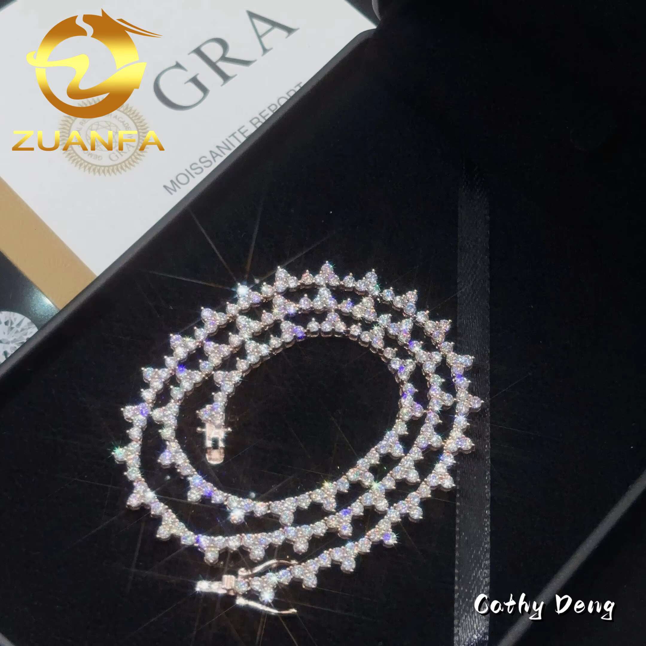 Ready to Ship 3mm Cluster Lab Diamond Tennis Necklace Hip Hop Silver 925 Moissanite Tennis Chain Daily Wear Jewelry