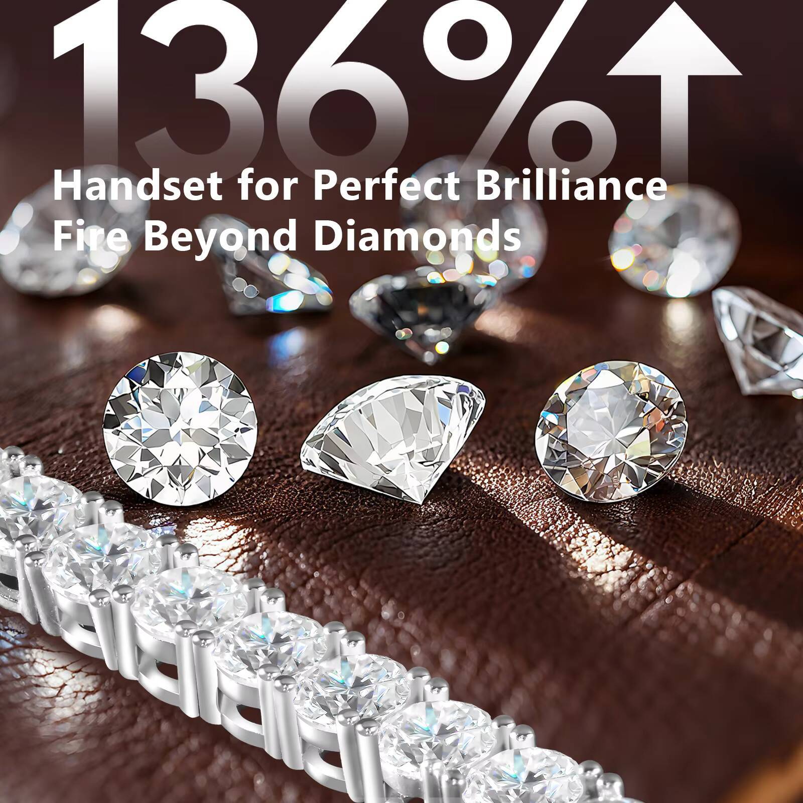 VVS Moissanite Diamond Tennis Women 3mm 4mm 2mm White Gold Plated 925 Sterling Silver Christmas Jewelry Gift Adjustable Bracelet