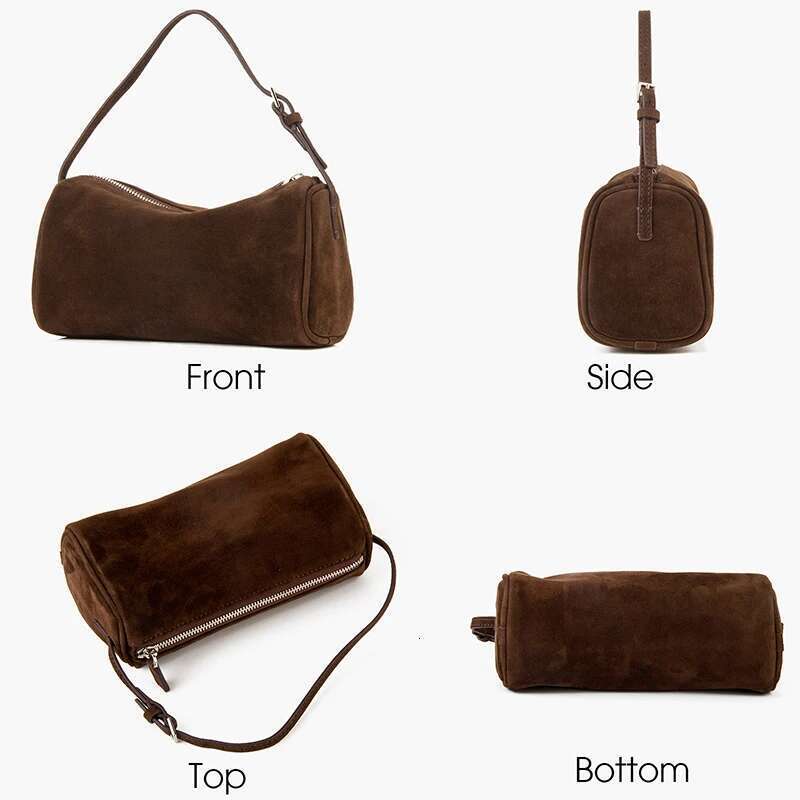 Donna-In First Layer Suede Handbag For Women Sheepskin Genuine Leather With Shoulder Strap Bag Mini Square Pen Container Shape