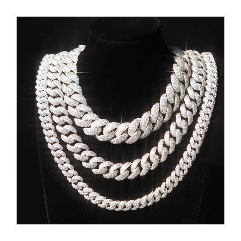 Hiphop Jewelry 16mm Sterg Sier D Color VVS Moissanite Cuban Miami k Chain Necklace