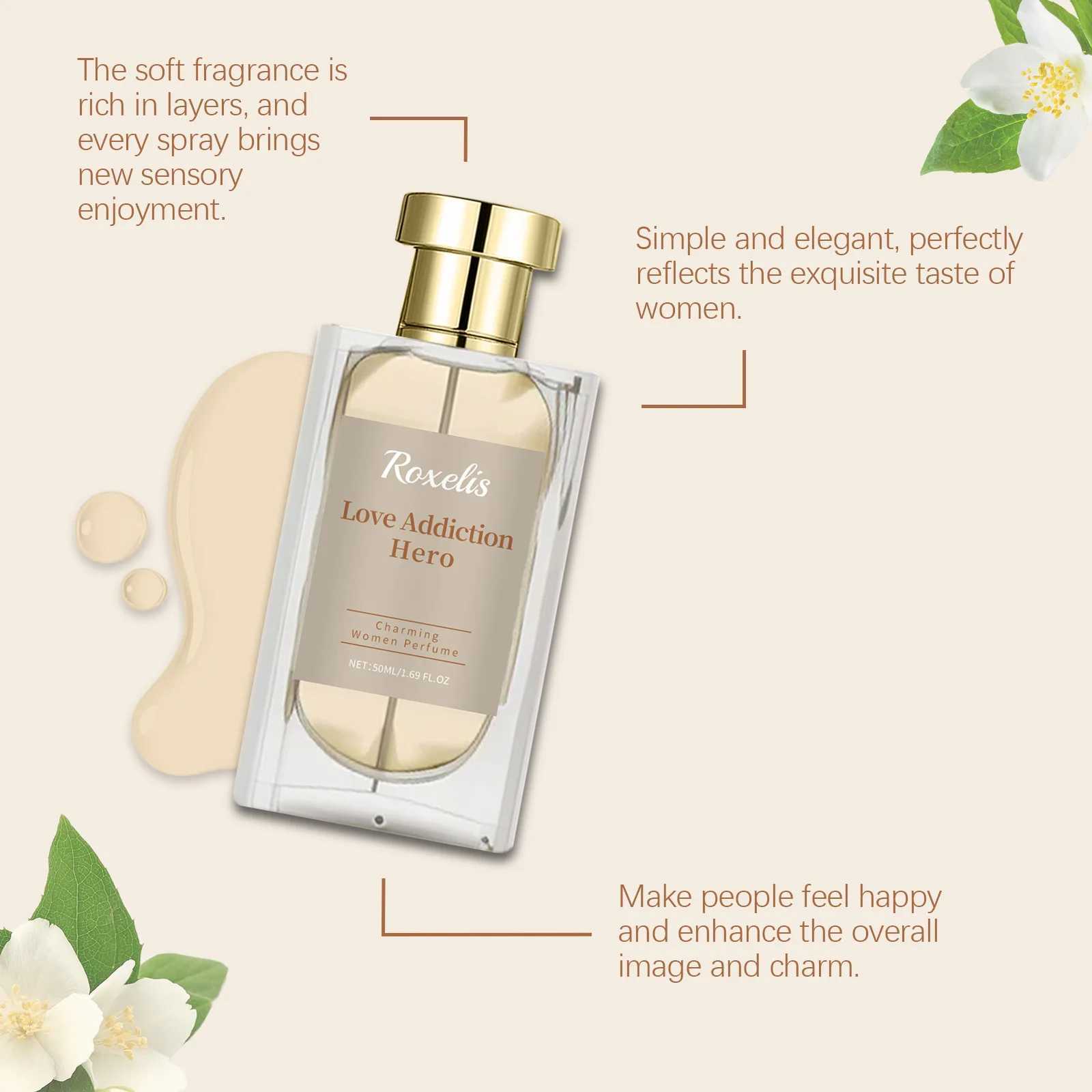 Roxelis 50ml Charming Women perfume Lasting Flower Scent Dating Charming Natural Fresh Charm Body Mist perfumeXJ250409