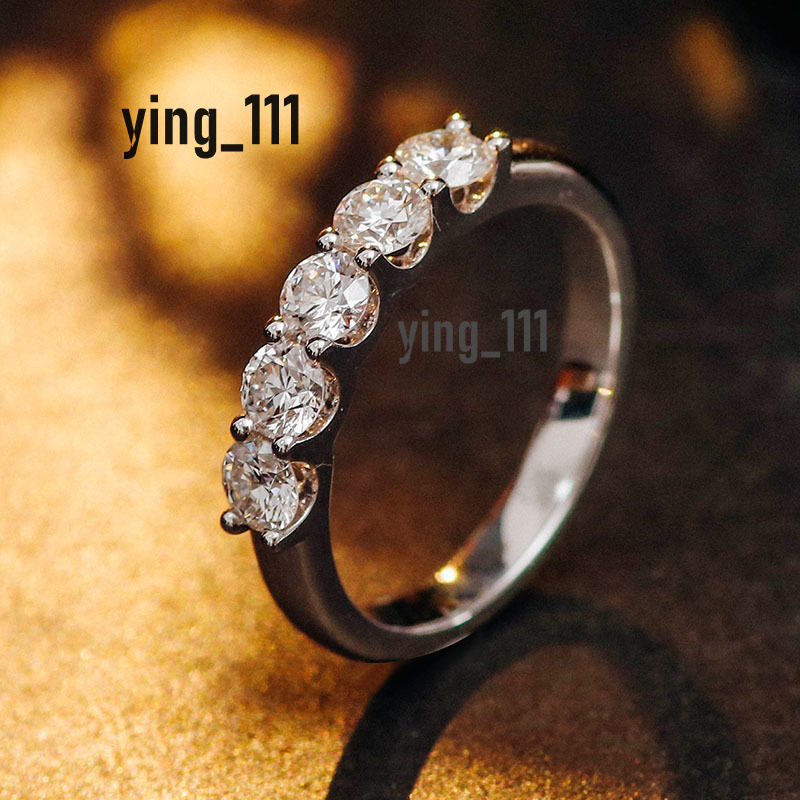 Real Lab Grown Diamond Half Eternity Lab Diamond Hpht 3.5mm Round Cut Ring 18K White Gold for Women Engagement Wedding Ring