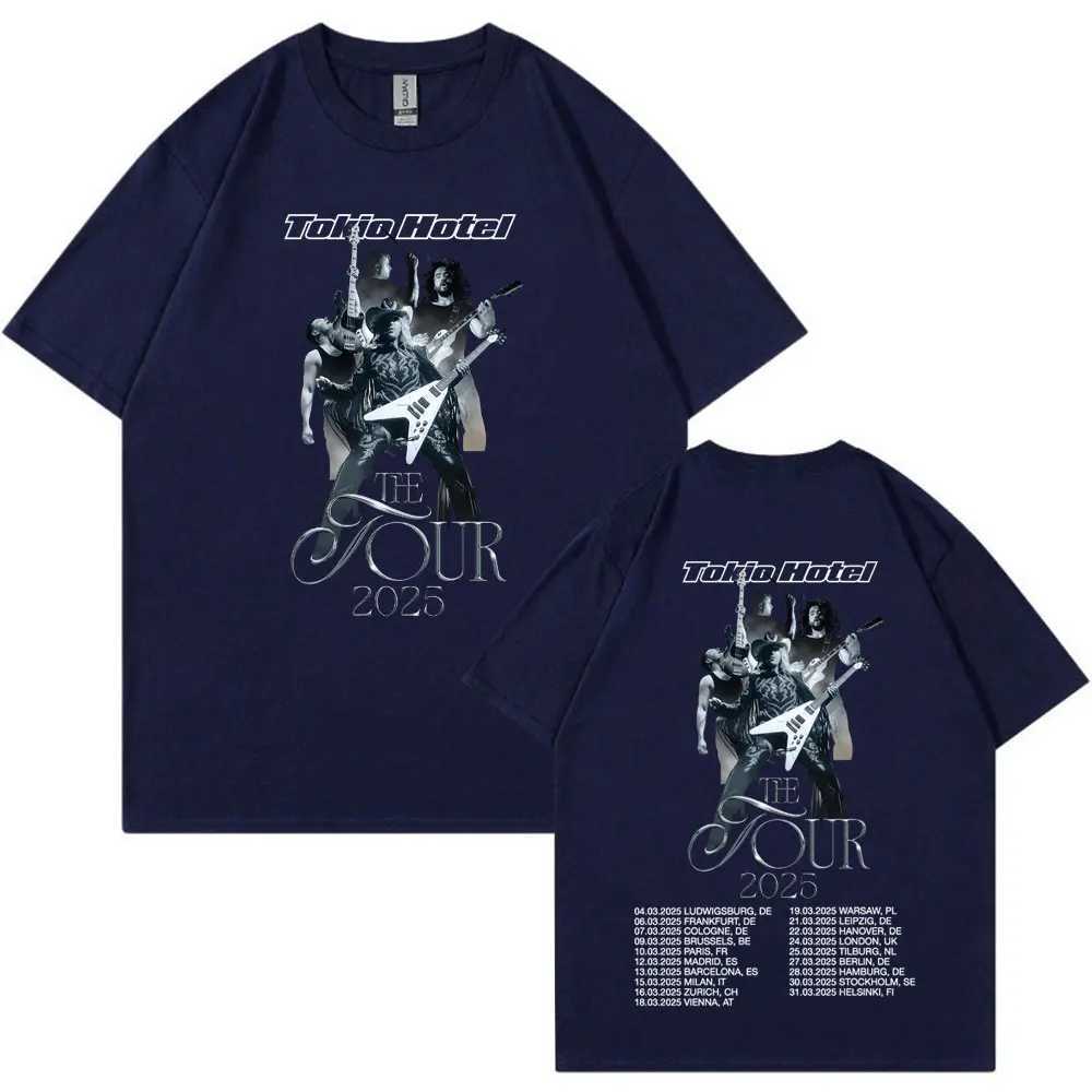 German rock band Tokyo hotel tour 2025 T-shirt mens hip-hop punk gothic T-shirt cotton casual loose short sleeved T-shirtXJ250409