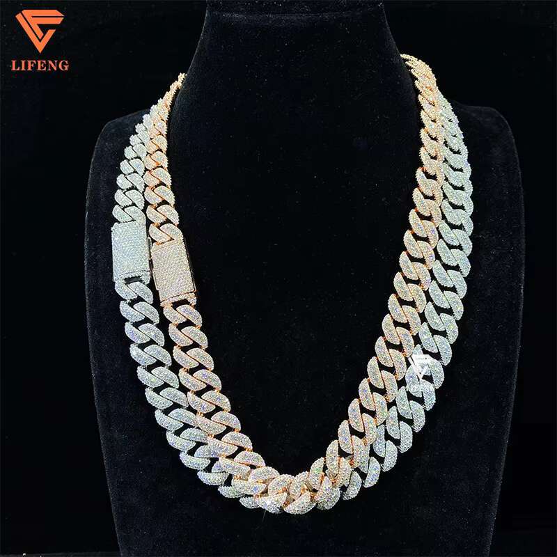 High Quality Hip Hop 14mm Rose Gold Cuban Link Chains Necklace Iced Out VVS Moissanite 925 Sterling Silver Fine Jewelry for Men